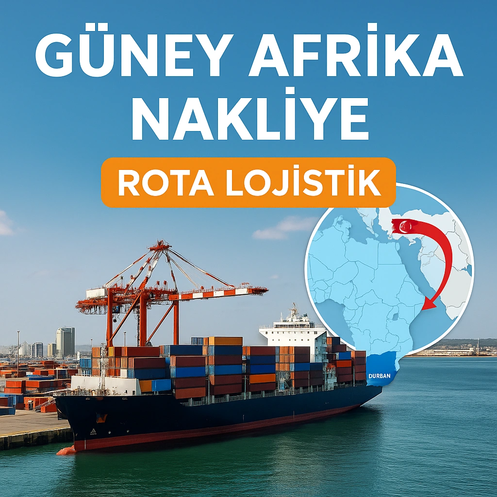 Türkiye’den Güney Afrika’ya konteyner gemisiyle denizyolu taşımacılığı rotası, Durban ve Cape Town limanlarını gösteren görsel