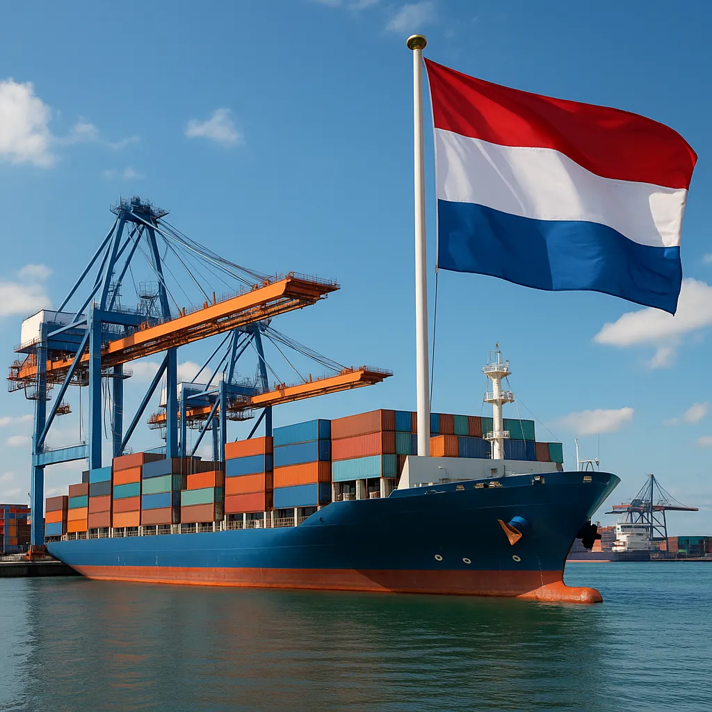 Türkiye’den Hollanda’ya denizyolu taşımacılığı – Rotterdam Limanı üzerinden konteyner gemi lojistik hizmeti.”