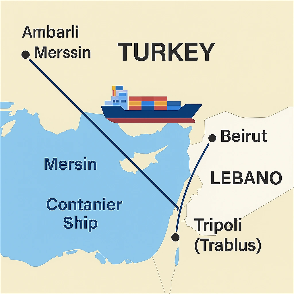 Türkiye’den Lübnan’a denizyolu taşımacılığı – Ambarlı, İzmir, İskenderun ve Kocaeli çıkışlı konteyner rotası; Beyrut ve Trablus liman teslimi, Rota Lojistik